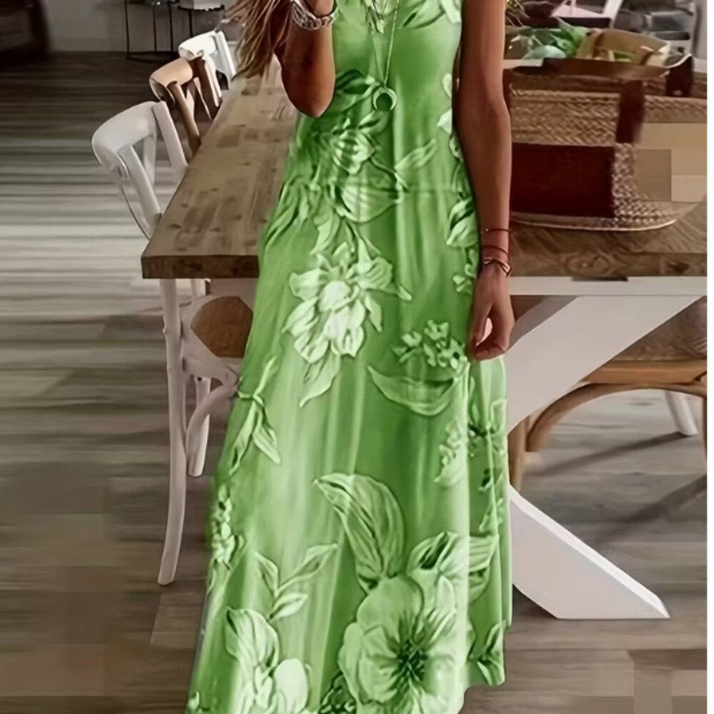 SHEIN Green Floral Maxi Dress